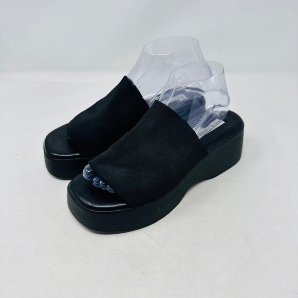 Steve Madden Italy Slinky Black Platform Slide Sandals Y2K 90s Chunky Sz 8 - Picture 1 of 12